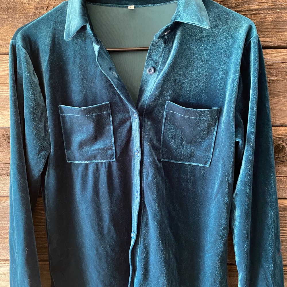 Velveteen Teal blouse